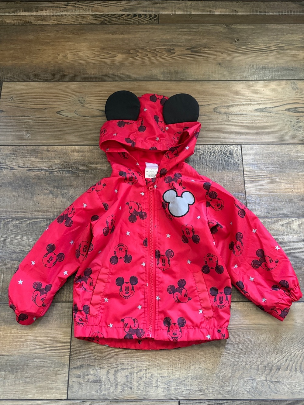 Red Mickey Mouse Hooded Raincoat with Ears